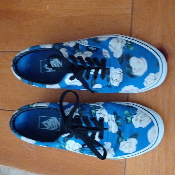 Vans Shoes - Vans Blue With With Flowers
